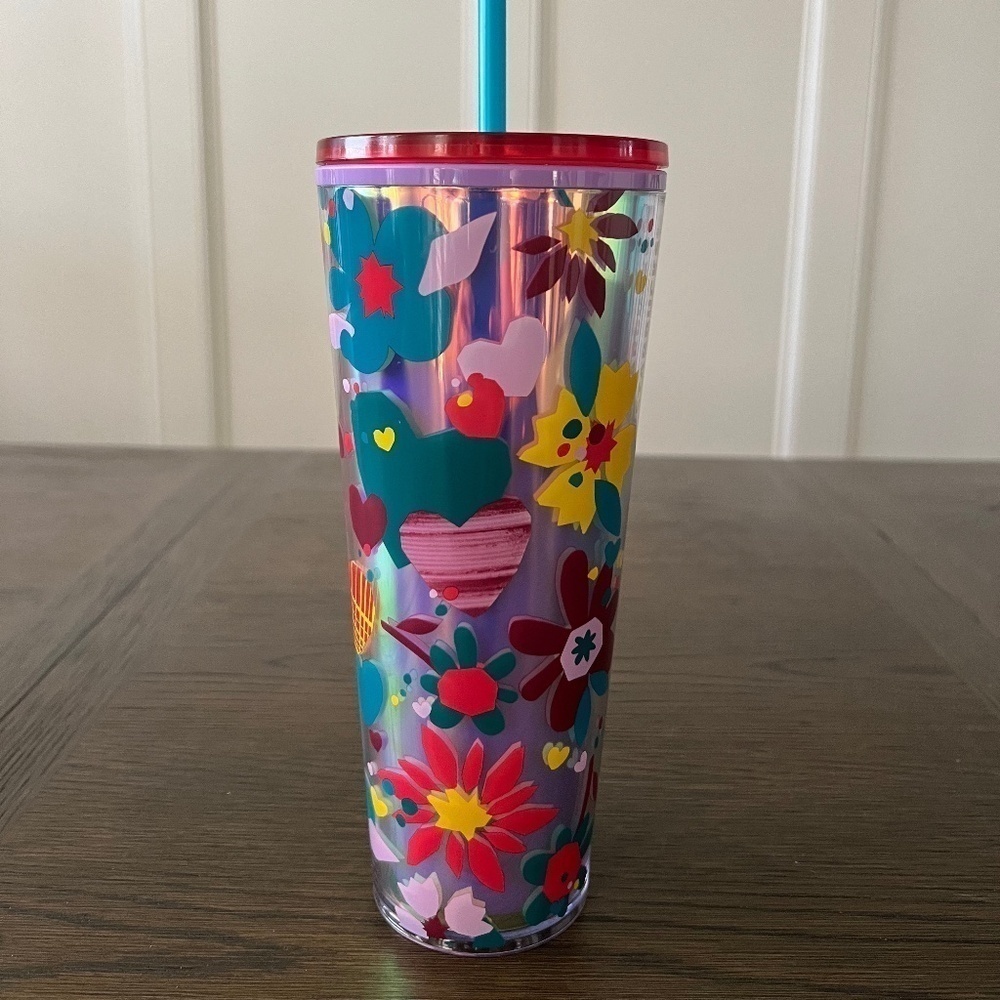 Starbucks Tumbler 2023 Valentine Venti Acrylic Tumbler with Hearts and Flowers‎